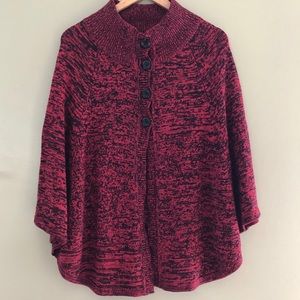 Kim Rodgers Poncho Sweater Red Like New Plus Size